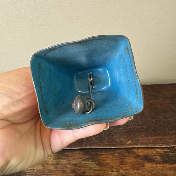 Red Blue Metal Cowbell Hand Made Bell Clapper Primitive Rustic Country Farmhouse - Picture 5 of 6